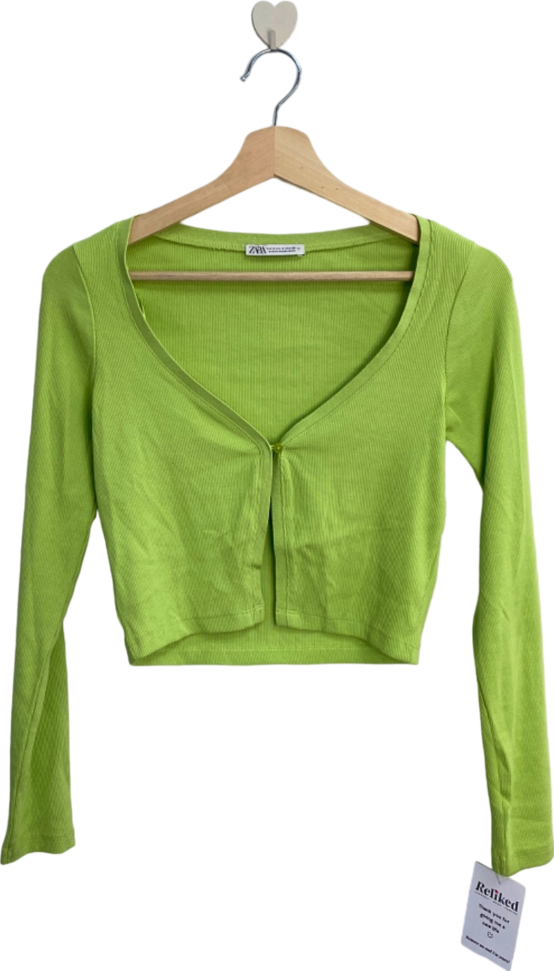 Zara Green Ribbed Cardigan UK 8