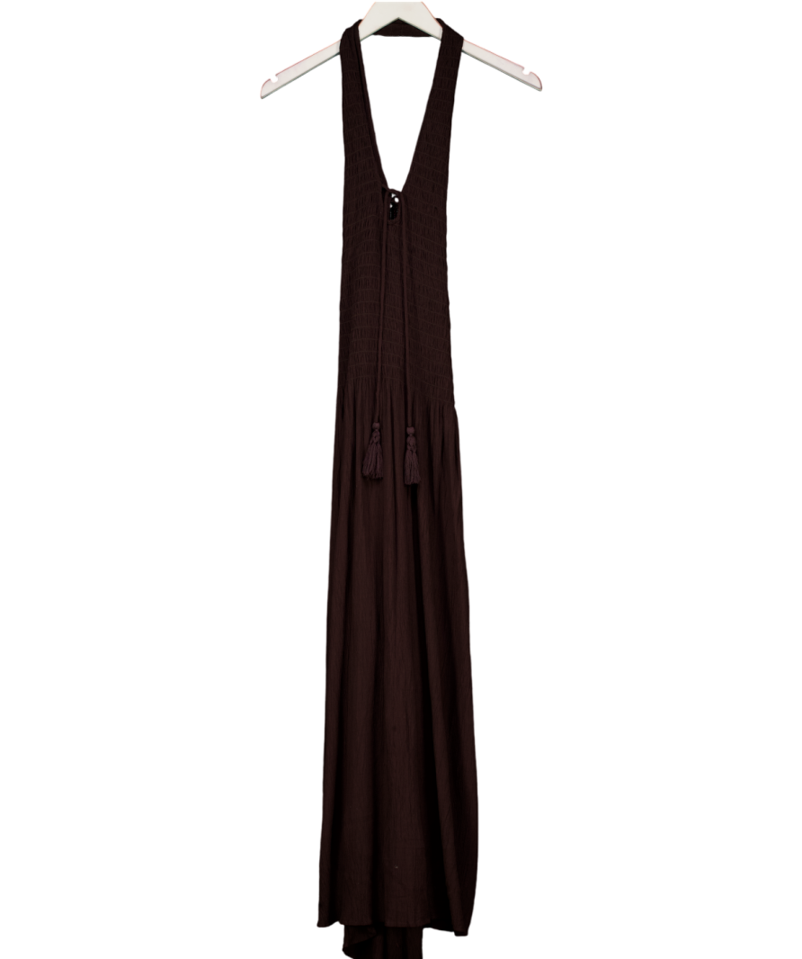 ZARA Brown Smocked Halter Dress UK XS