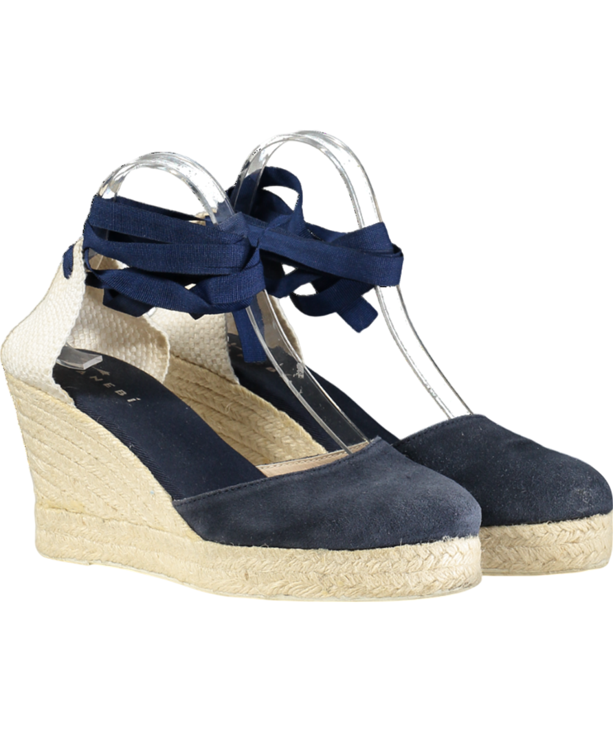 Manebi Blue Soft Suede Wedge Espadrilles Hamptons UK 8 EU 41 👠