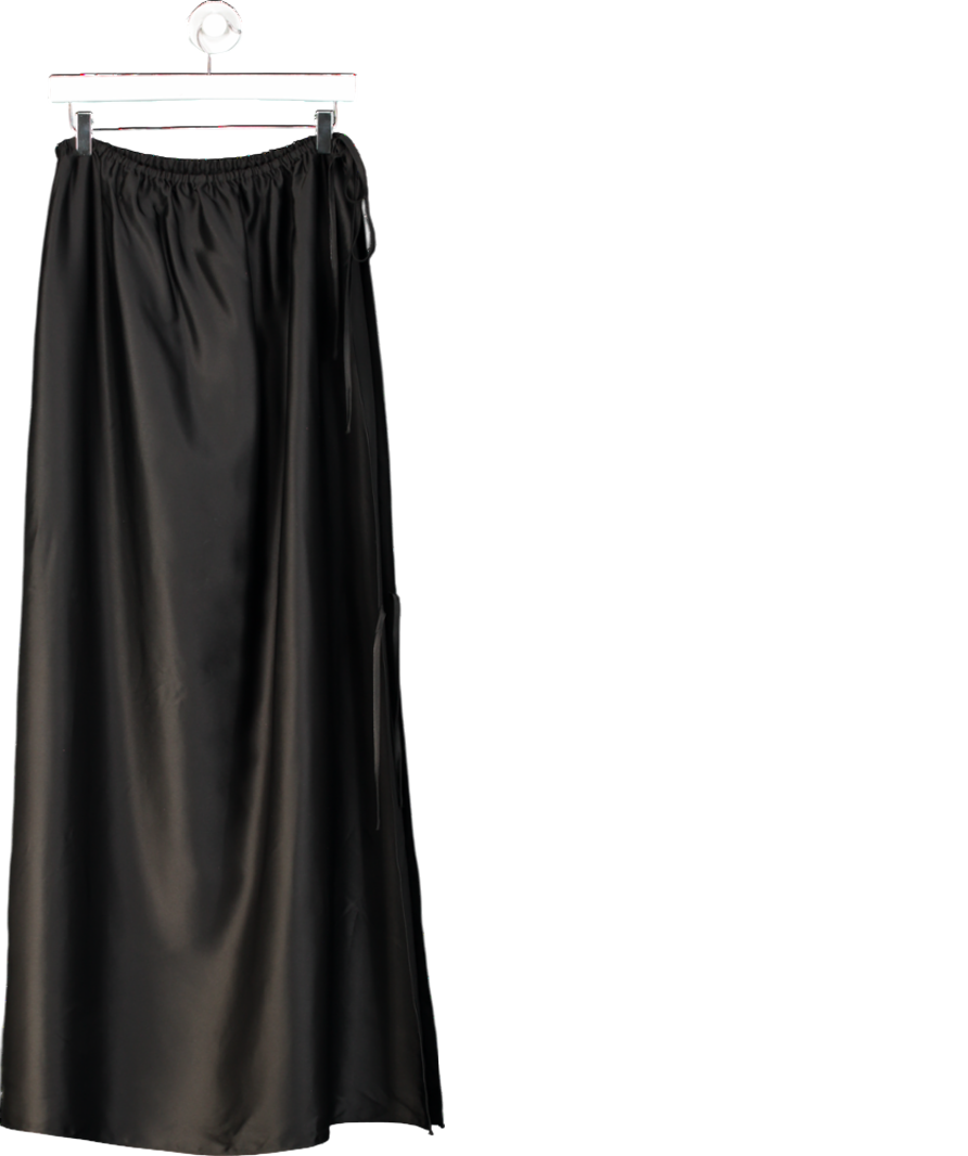 Solaqua Black Lucia Tie Up Silk Maxi Skirt UK 10