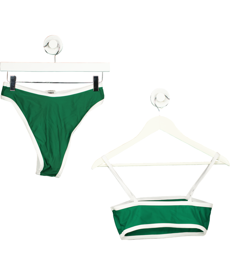 4th & Reckless Green Contrast Trim Bikini Top- Cabo + Bottoms UK 6