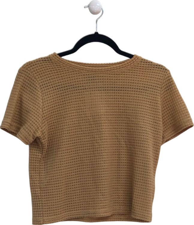 DAZY Beige Waffle Knit Tee UK M