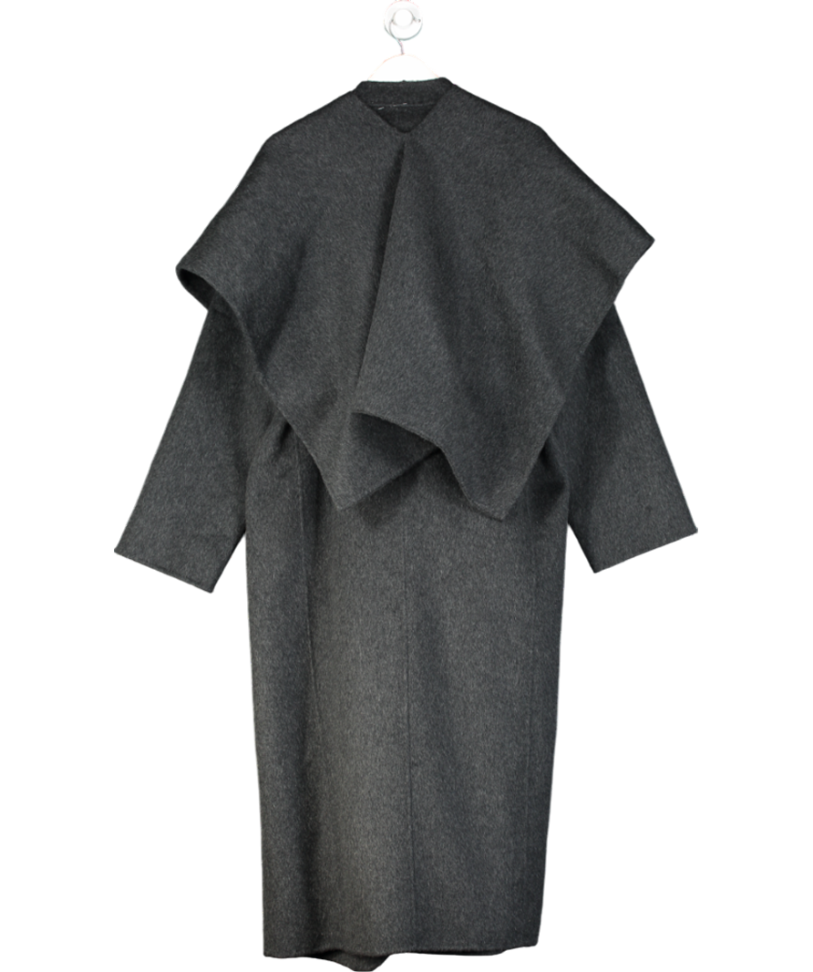 Saison Grey 100% Wool Detachable Scarf Coat In Grey - Onesize