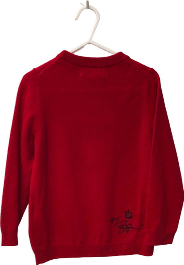 Chinti & Parker Red Cashmere / Merino blend Kids Love Sweater  3-4 Years