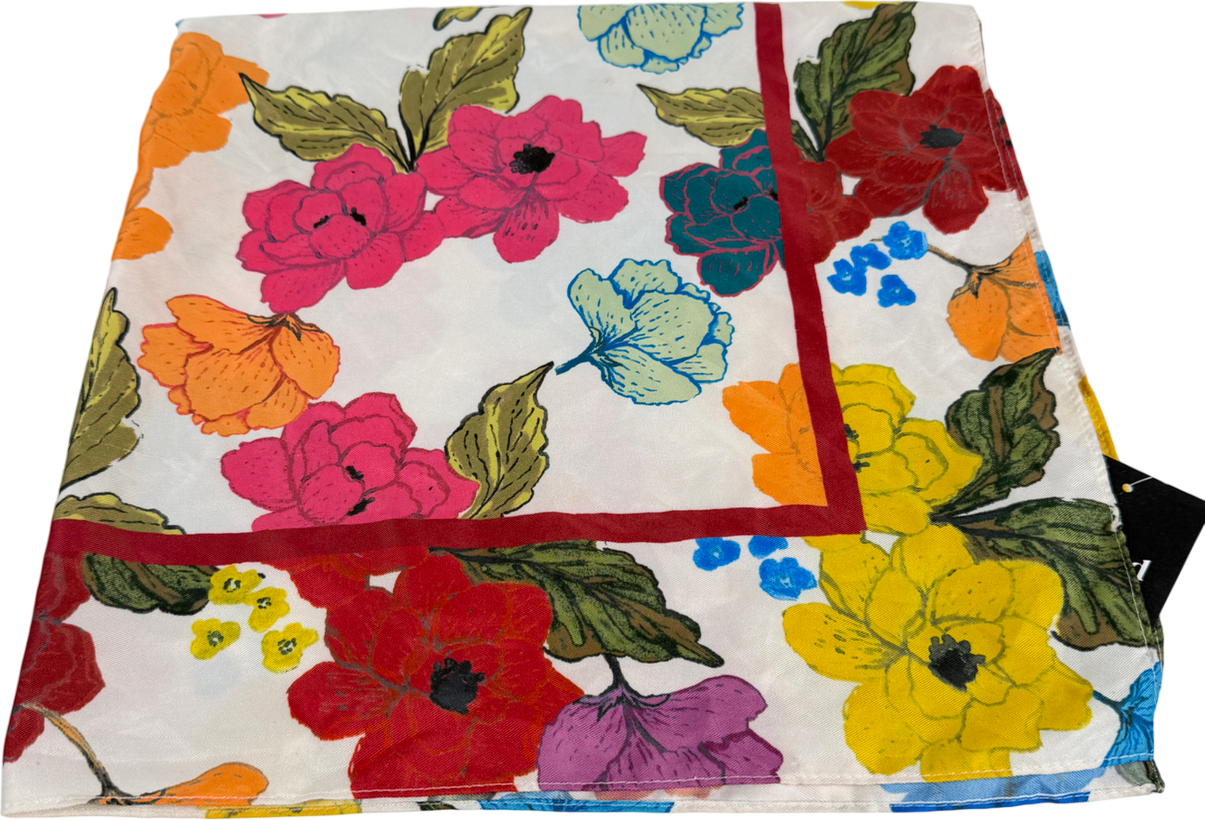 ZARA Multicoloured 27” Square Floral Vibrant Scarf UK M