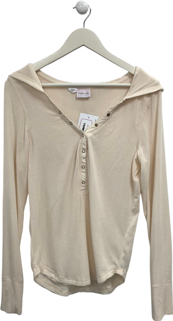 Out From Under Cream Lovella Lace Hooded Henley Top UK S