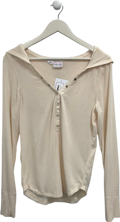 Out From Under Cream Lovella Lace Hooded Henley Top UK S