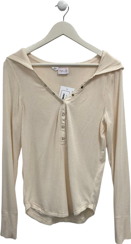 Out From Under Cream Lovella Lace Hooded Henley Top UK S