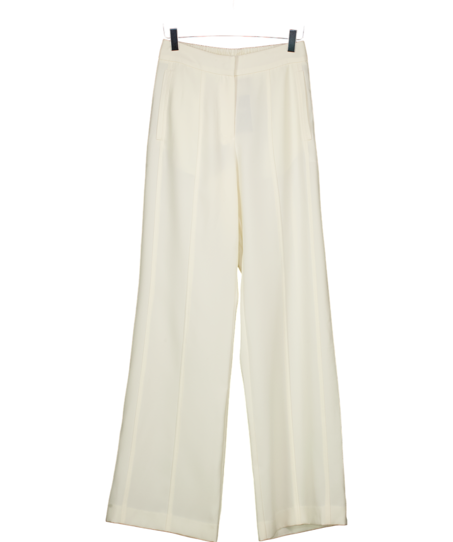 Karen Millen Cream Tailored Crepe Seam Detail Straight Leg Trousers UK 6
