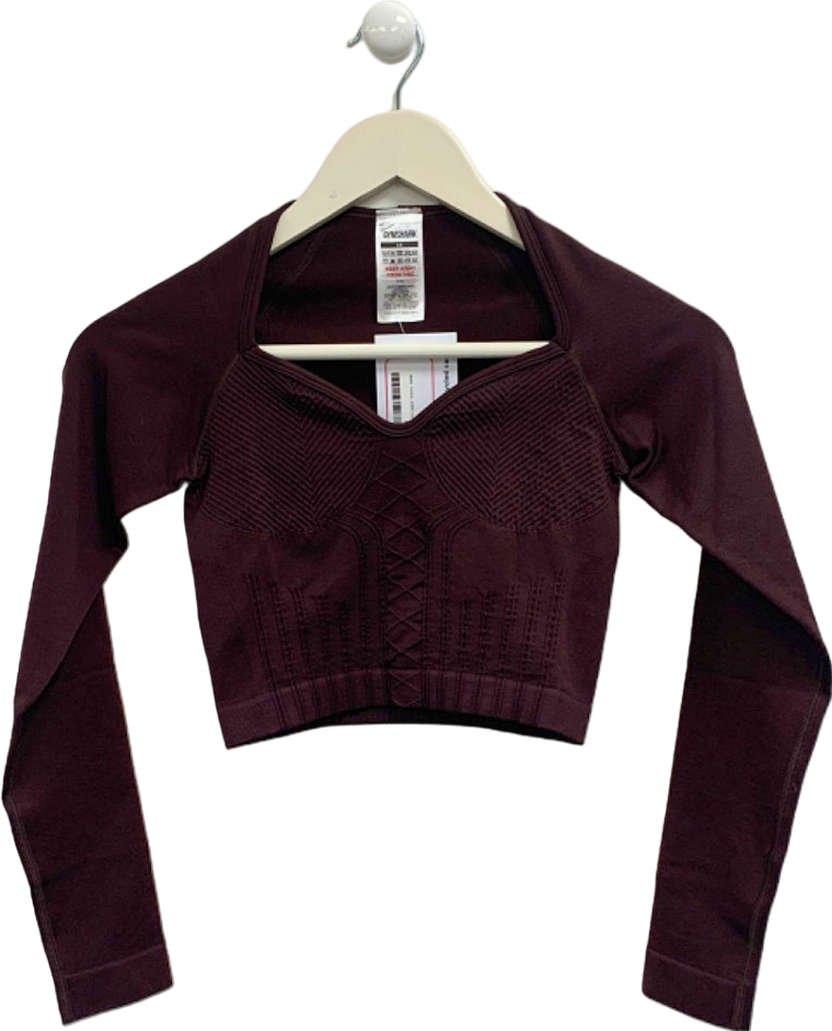 Gymshark Brown Long Sleeve Crop Top UK XS