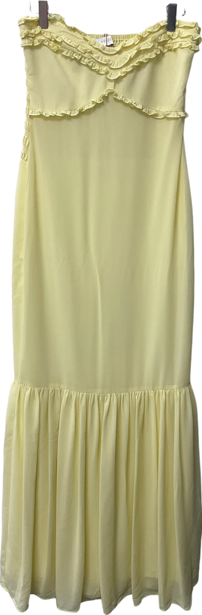 Meshki Yellow Strapless Chiffon Maxi Dress - Lemon Sherbet UK S