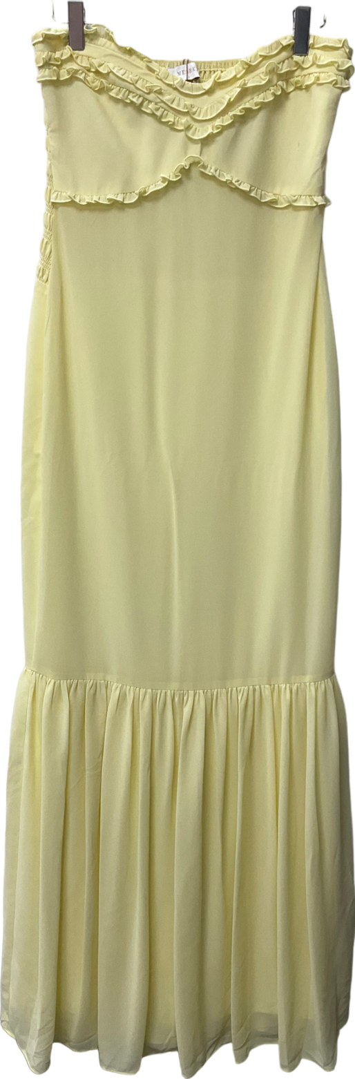 Meshki Yellow Strapless Chiffon Maxi Dress - Lemon Sherbet UK S