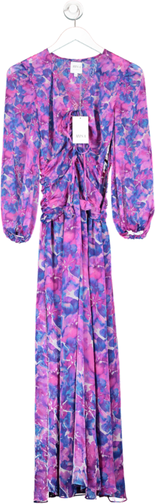 MISA Los Angeles Purple Floral Maxi Dress UK XS