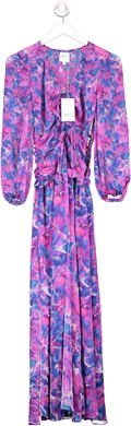 MISA Los Angeles Purple Floral Maxi Dress UK XS
