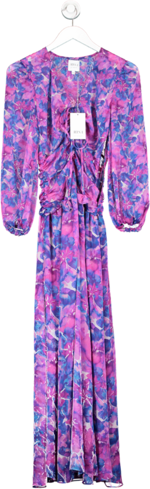 MISA Los Angeles Imelda Floral Maxi Dress - Watercolour Blues UK XS