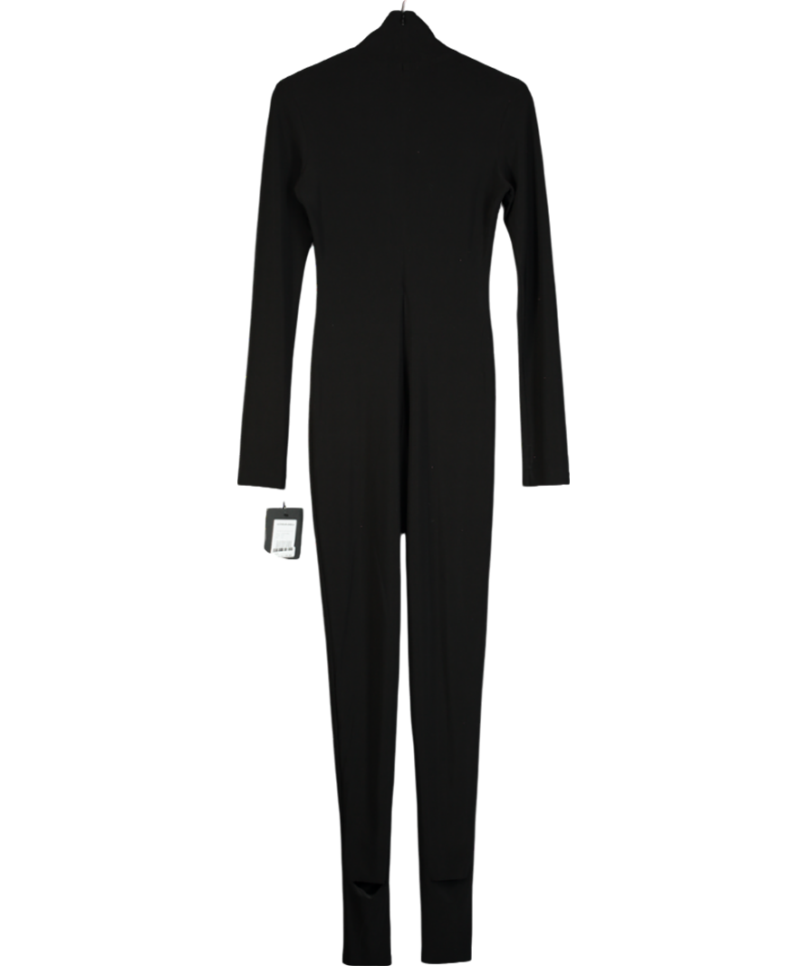 Norma Kamali Black Long Sleeve Turtle Catsuit Footie Jumpsuit UK S