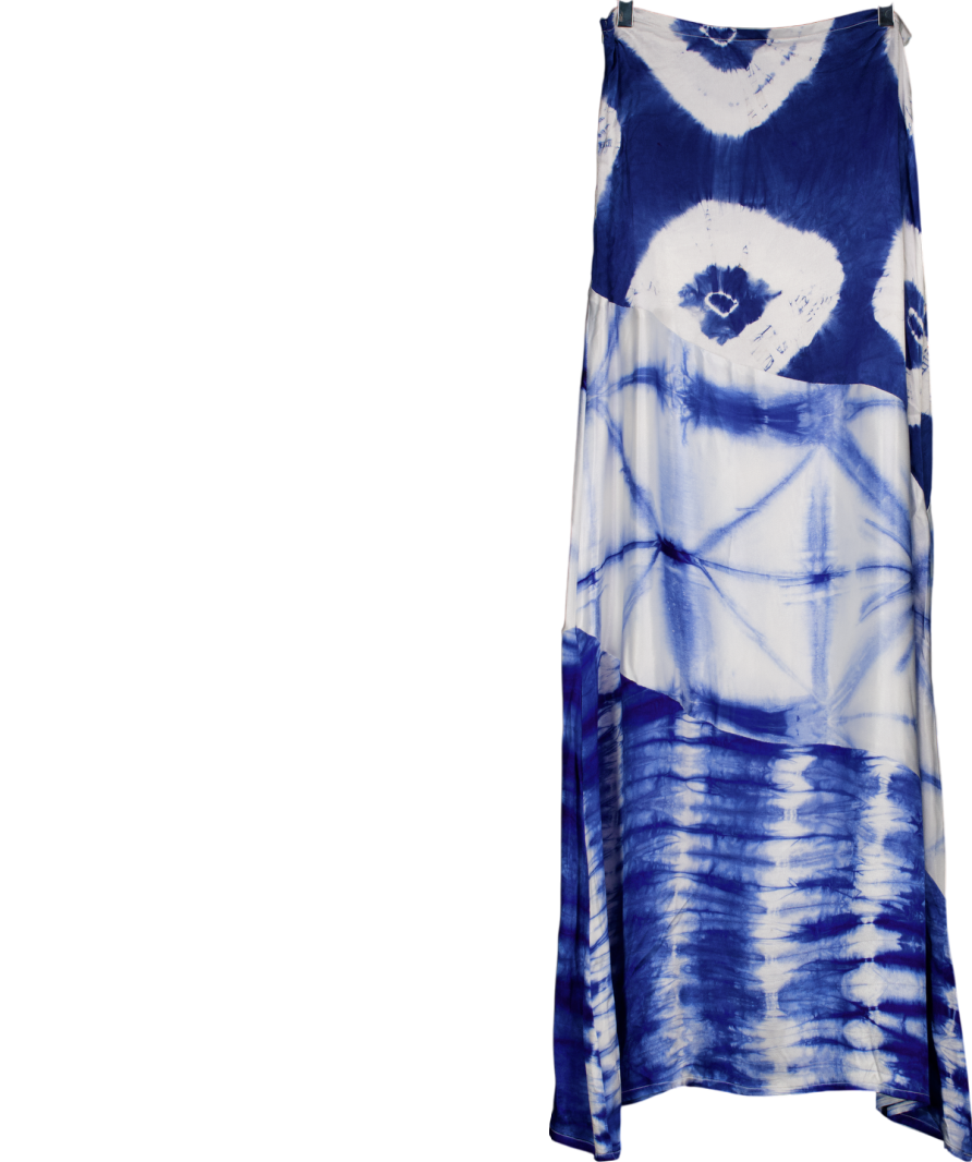 Kilentar Blue Wata 100% Silk Hand-dyed Maxi Skirt UK 8