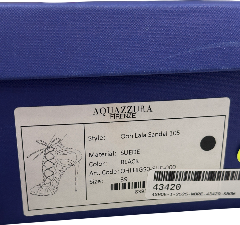 Aquazzura Black Suede Ooh Lala Cage Sandals UK 6 EU 39 👠