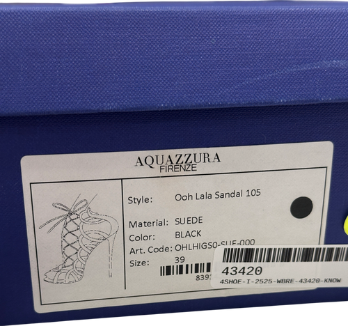 Aquazzura Black Suede Ooh Lala Cage Sandals UK 6 EU 39