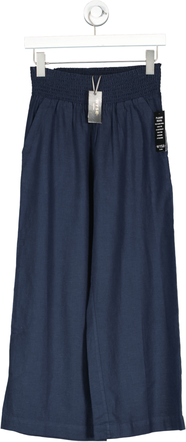 Wyse London Blue Ophelie Linen Crop Trouser - Midnight BNWT UK 8