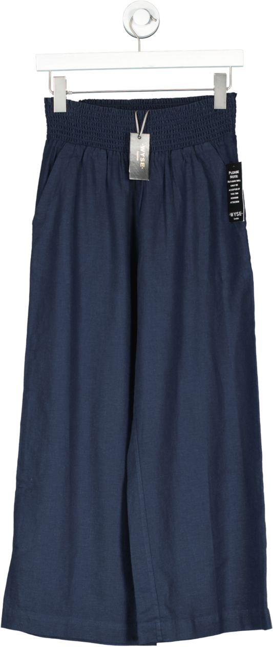Wyse London Blue Ophelie Linen Crop Trouser - Midnight BNWT UK 8