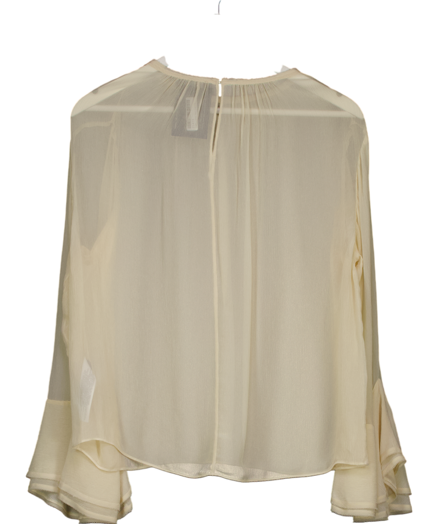 Massimo Dutti Cream Sheer Long Sleeve Blouse UK XS