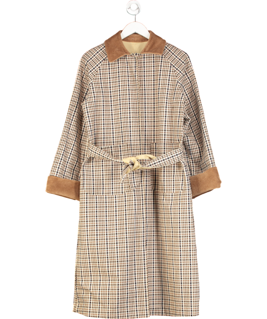 Aligne Beige Barnaby Reversible Check Trench Coat UK S