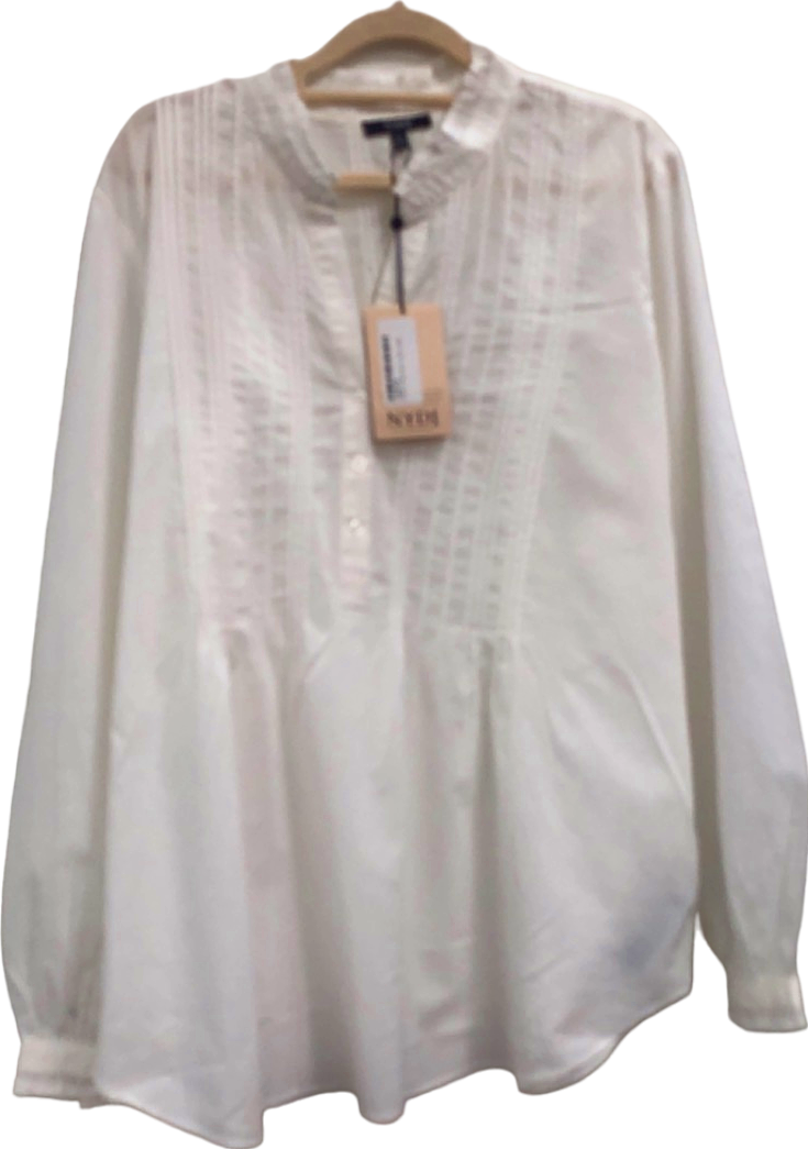 NYDJ White cotton classic pleated detail tunic Blouse UK XL