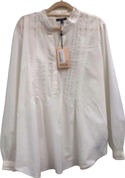 NYDJ White cotton classic pleated detail tunic Blouse UK XL