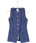 Aligne Blue Leo Denim Pinstripe Waistcoat UK 8