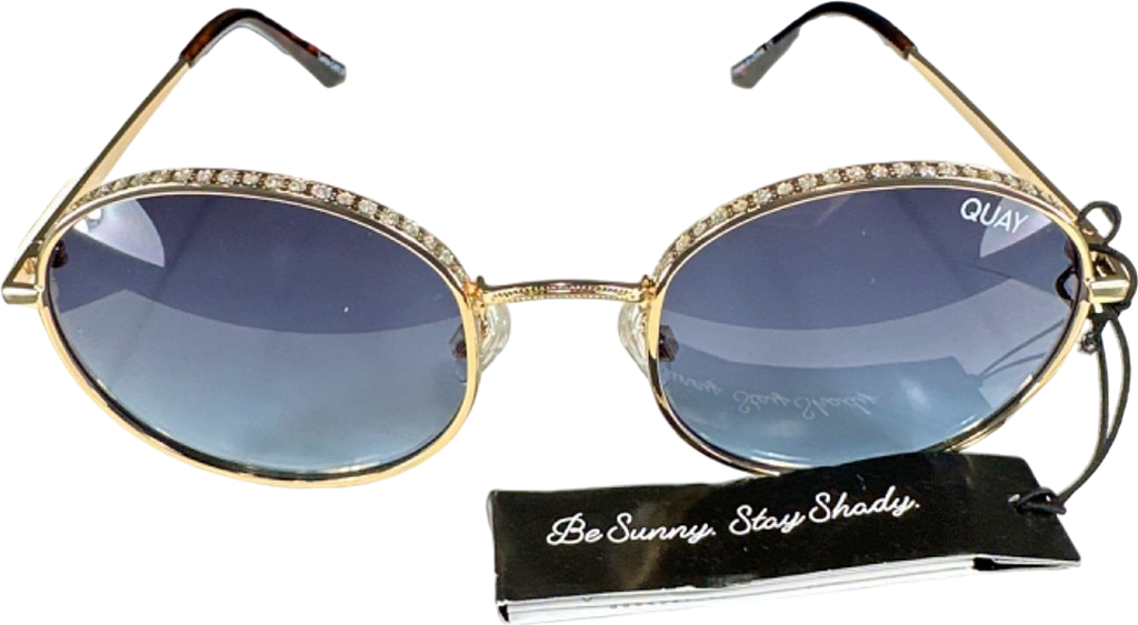 QUAY Australia "Mod Star"  Gold Sunglasses with case