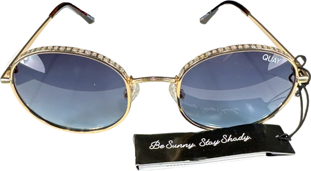 QUAY Australia "Mod Star"  Gold Sunglasses with case