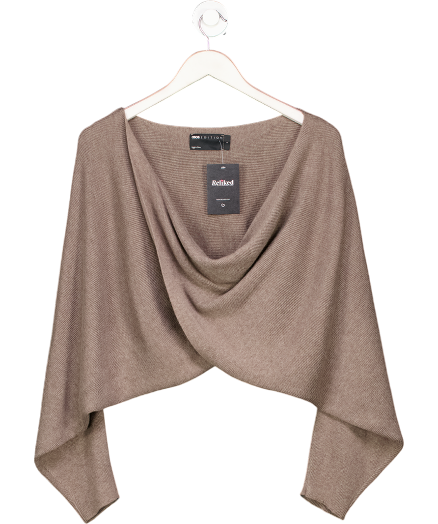 ASOS Brown Batwing Twist Front Knit Jumper UK S
