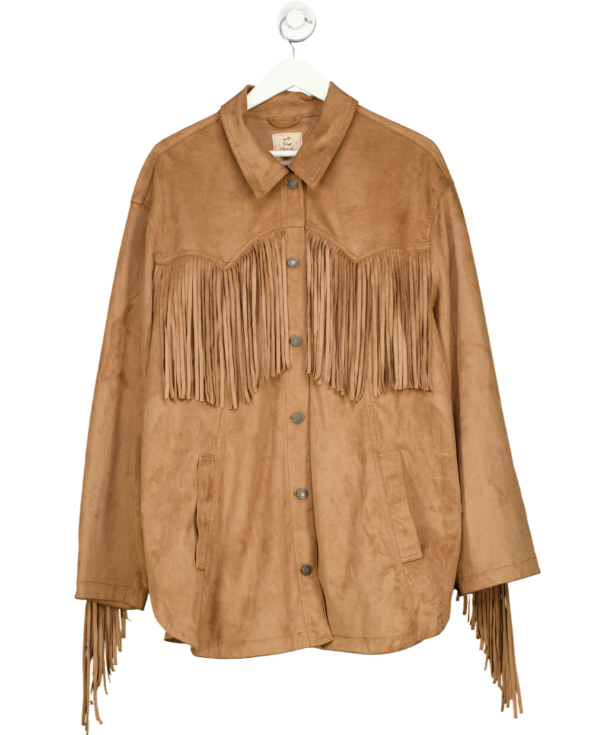 Beige We The Free Fringe Out Vegan Suede Jacket UK 20