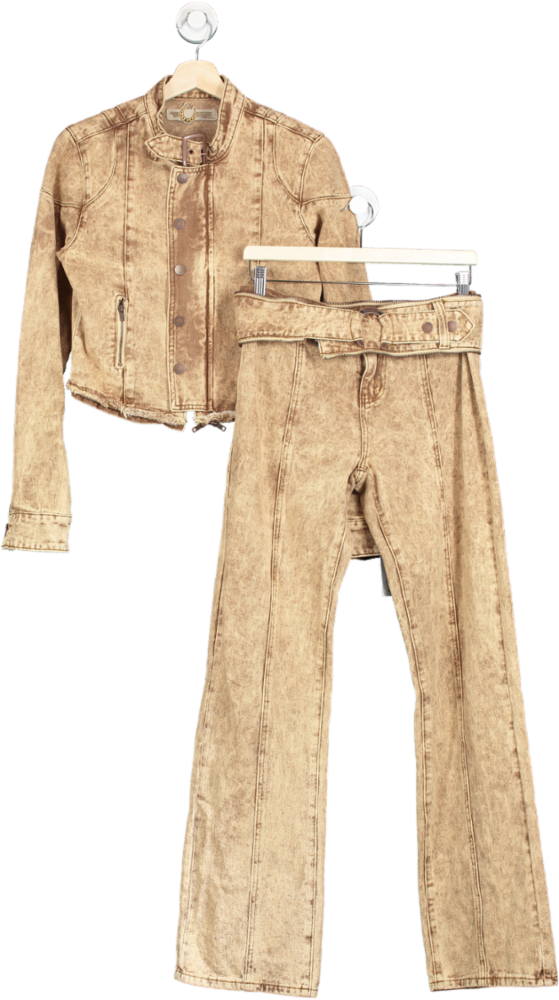 Jaded London Brown Denim Jacket and Jeans Set W27