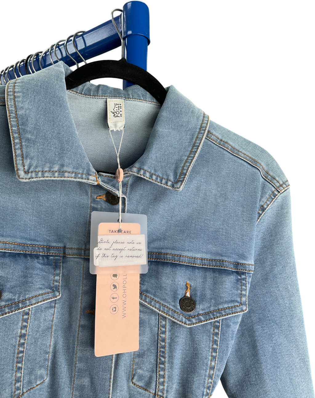 Oh Polly Blue Denim Dress With Tie Belt Waist UK 8