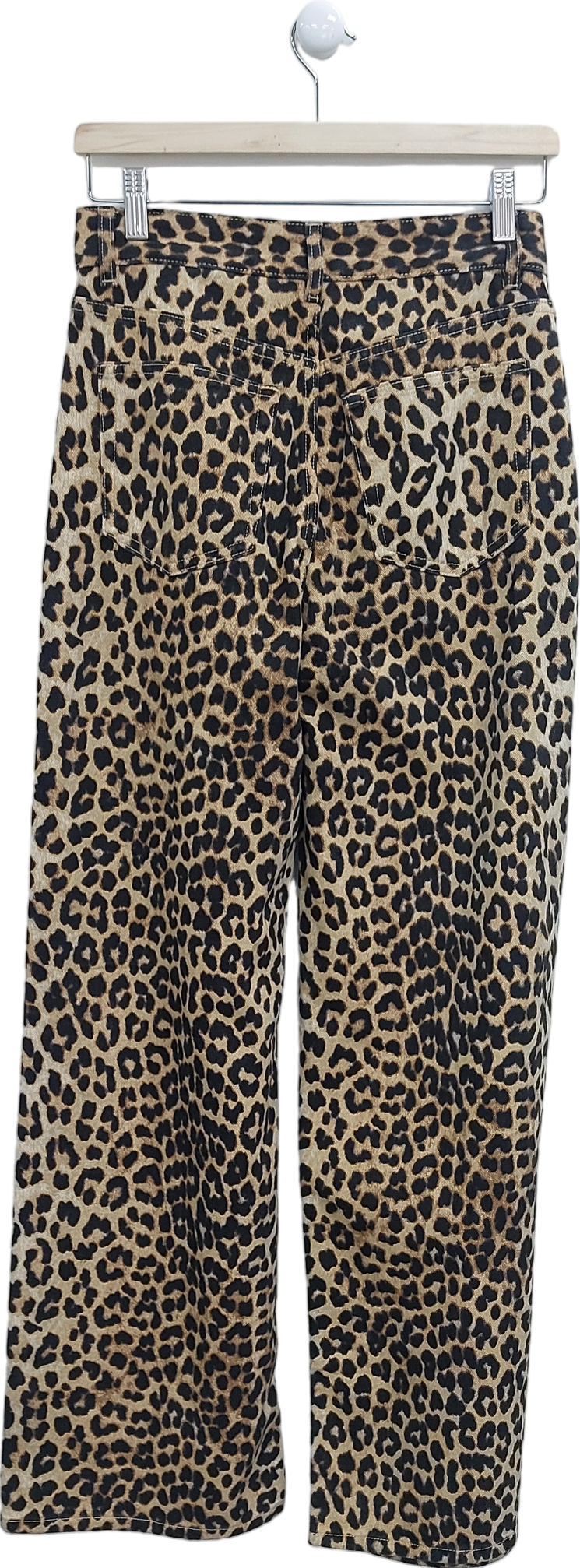 H&M Brown Wide Leg Leopard Print Jeans UK 6