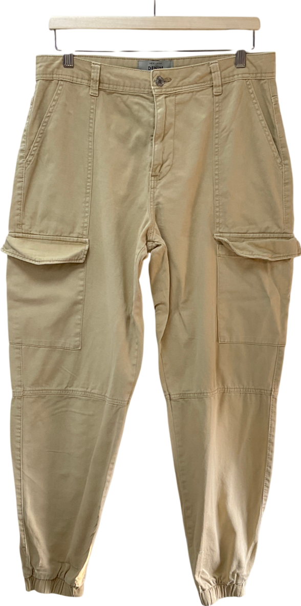 New Look Beige Stone Cotton Cuffed Cargo Trousers UK 12
