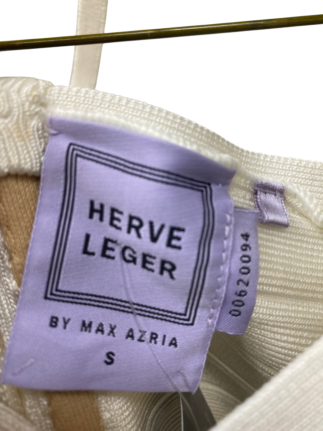 Herve Leger Cream Kennedy Bandage Midi Dress UK S