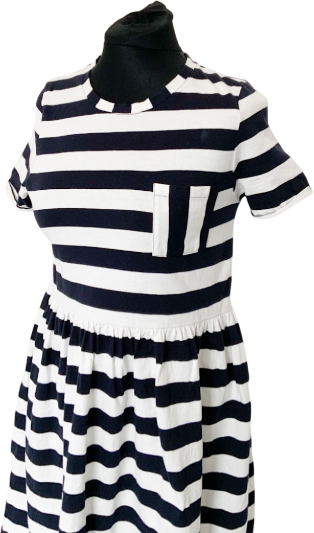 Chinti And Parker White Striped Oranic Cotton Jersey Dress UK XS