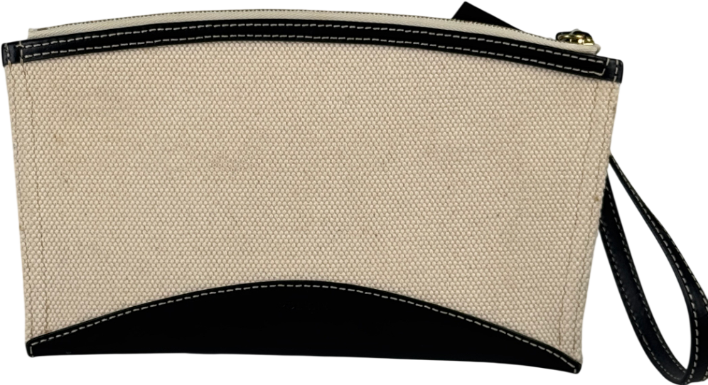 POLENE Ilo Canvas & Black Leather Logo Wristlet Clutch Bag One Size