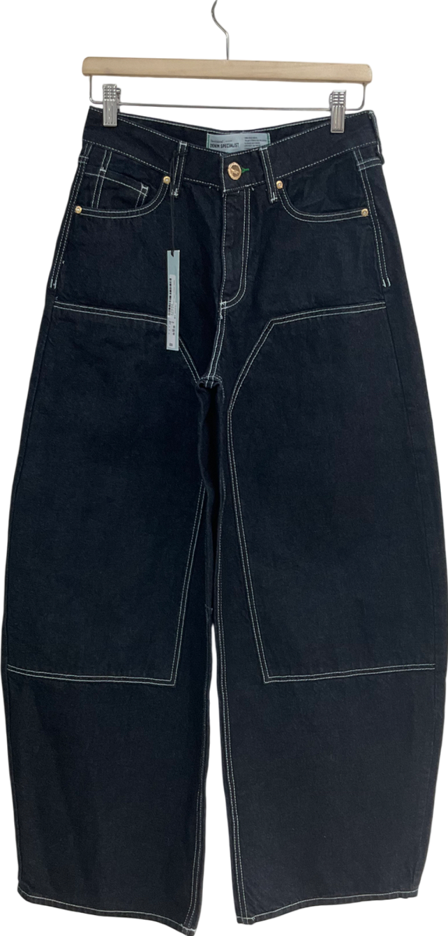 River Island Black Barrel Leg Jeans - Regular Length UK 8