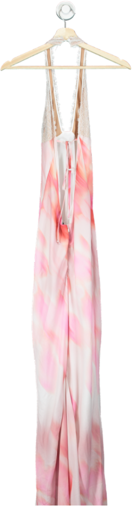 White Fox Pink/White Backless Maxi Dress UK M