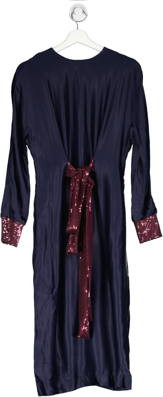 Anna Etter Blue Esther Midi Dress With Sequin Belt UK 10