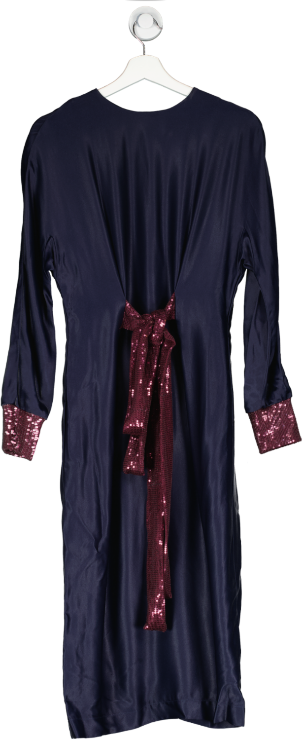 Anna Etter Blue Esther Midi Dress With Sequin Belt UK 10