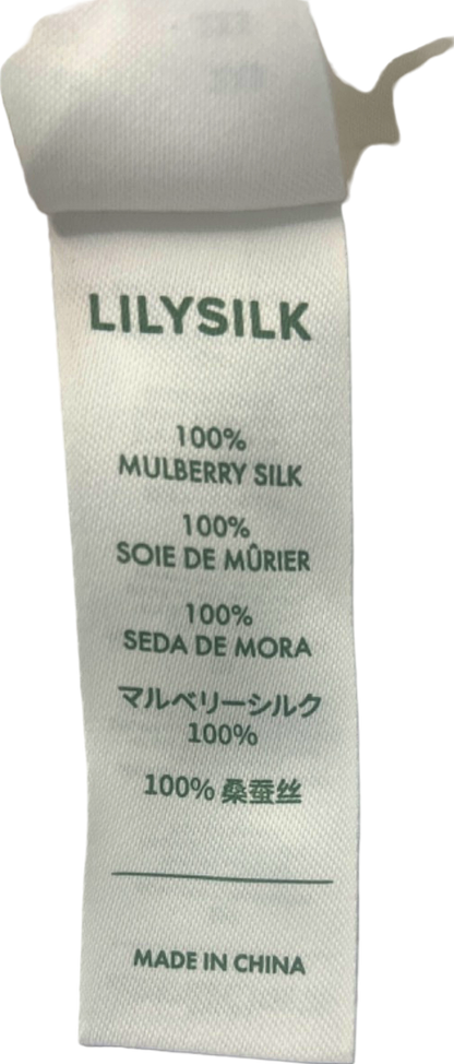 LILYSILK White 100% silk Button-Up Silk Pearl & feather tie detail Shirt UK XXS