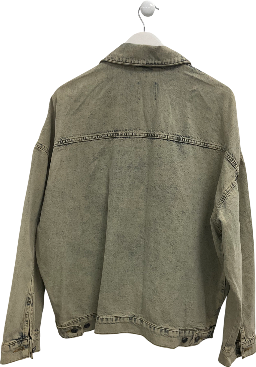 boohooMan Blue Acid Wash Denim Shacket UK L