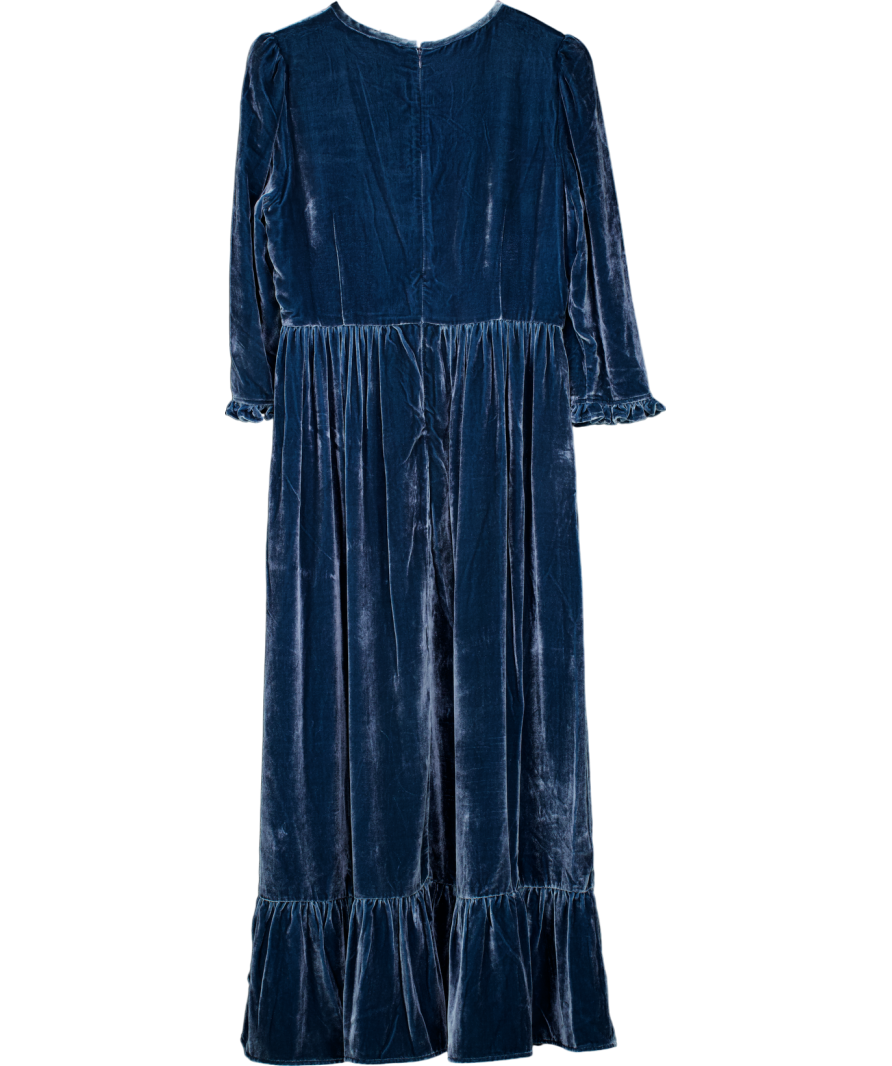 By Iris Blue Velvet Shae Maxi Dress UK L