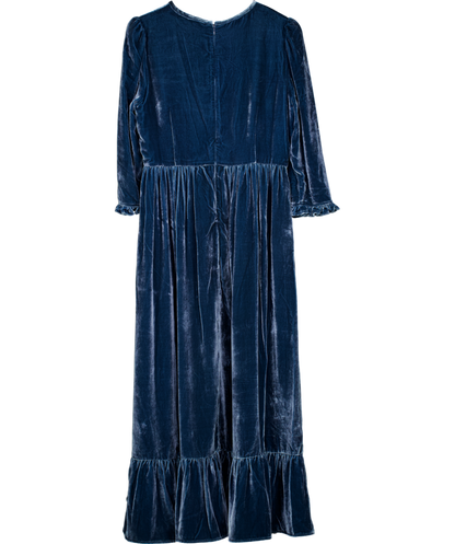 By Iris Blue Velvet Shae Maxi Dress UK L