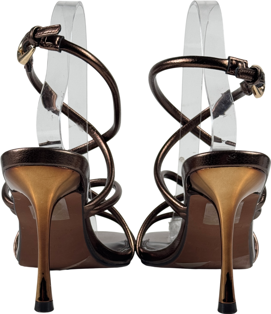RIVER ISLAND STUDIO Metallic Bronze Wrap Around Tube Heels UK 6 EU 39 👠